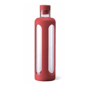 Bottiglia di acqua vetrata borosilicata ad alta vetrata da 500ml con coperchio Pp con manicotto in silicone